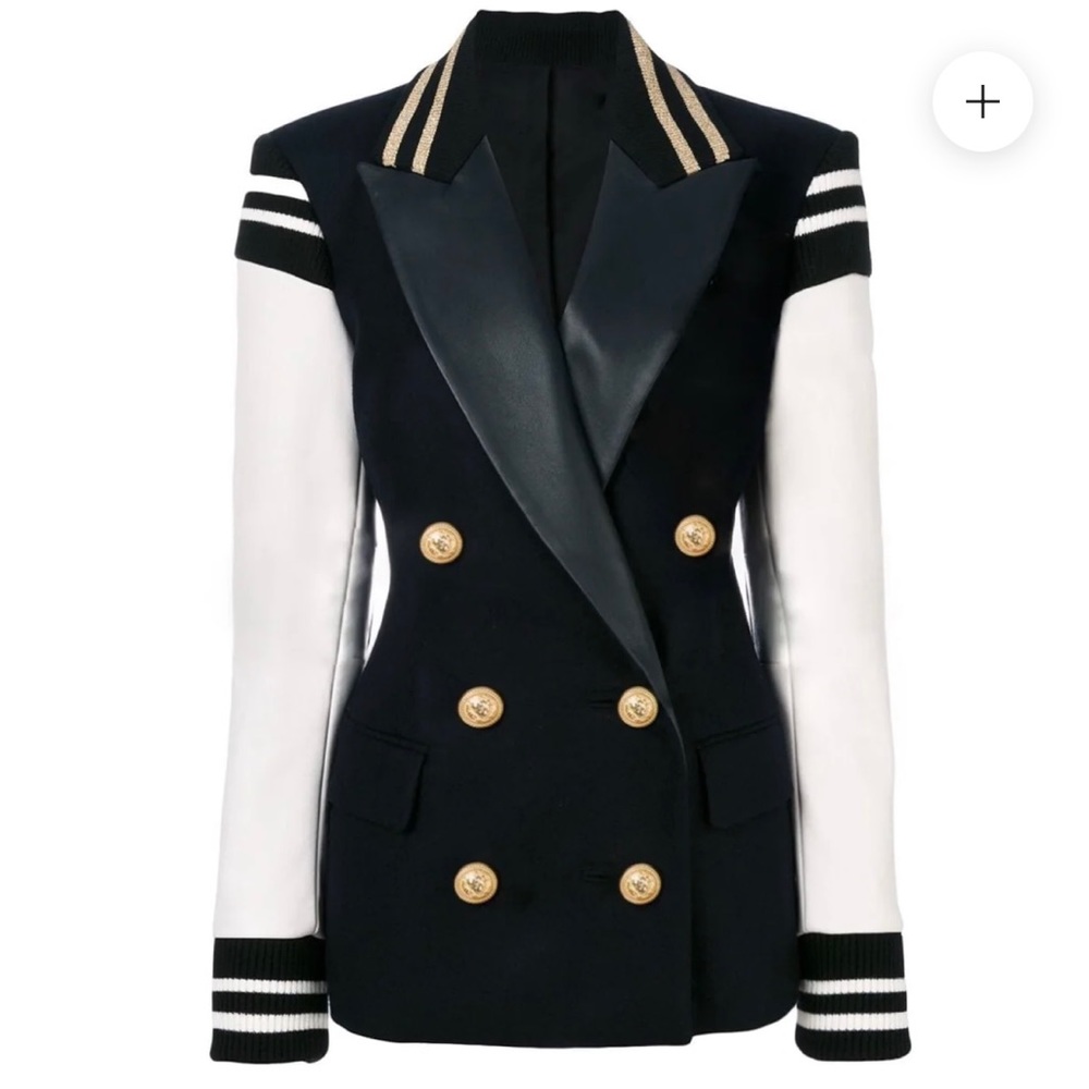Faux Leather Varsity Blazer